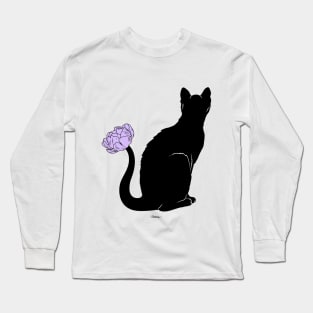 Flower Cat Purple Long Sleeve T-Shirt